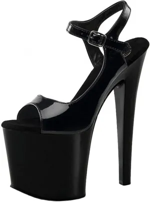 20CM Women's Stiletto High Heels Ankle Strap Platform Sandals Fashion Patent Glossy High Heels Sexy Nightclub Stripper Party Shoe