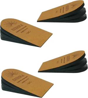 Adjustable Heel Lifts for Shoes, 1/4'' Height Increase Insoles for Achilles Tendonitis, Heel Pain, Leg Length Discrepancy, Plantar Fasciitis, Shoe Lifts Men, Women (Brown, Medium (2 Pairs))
