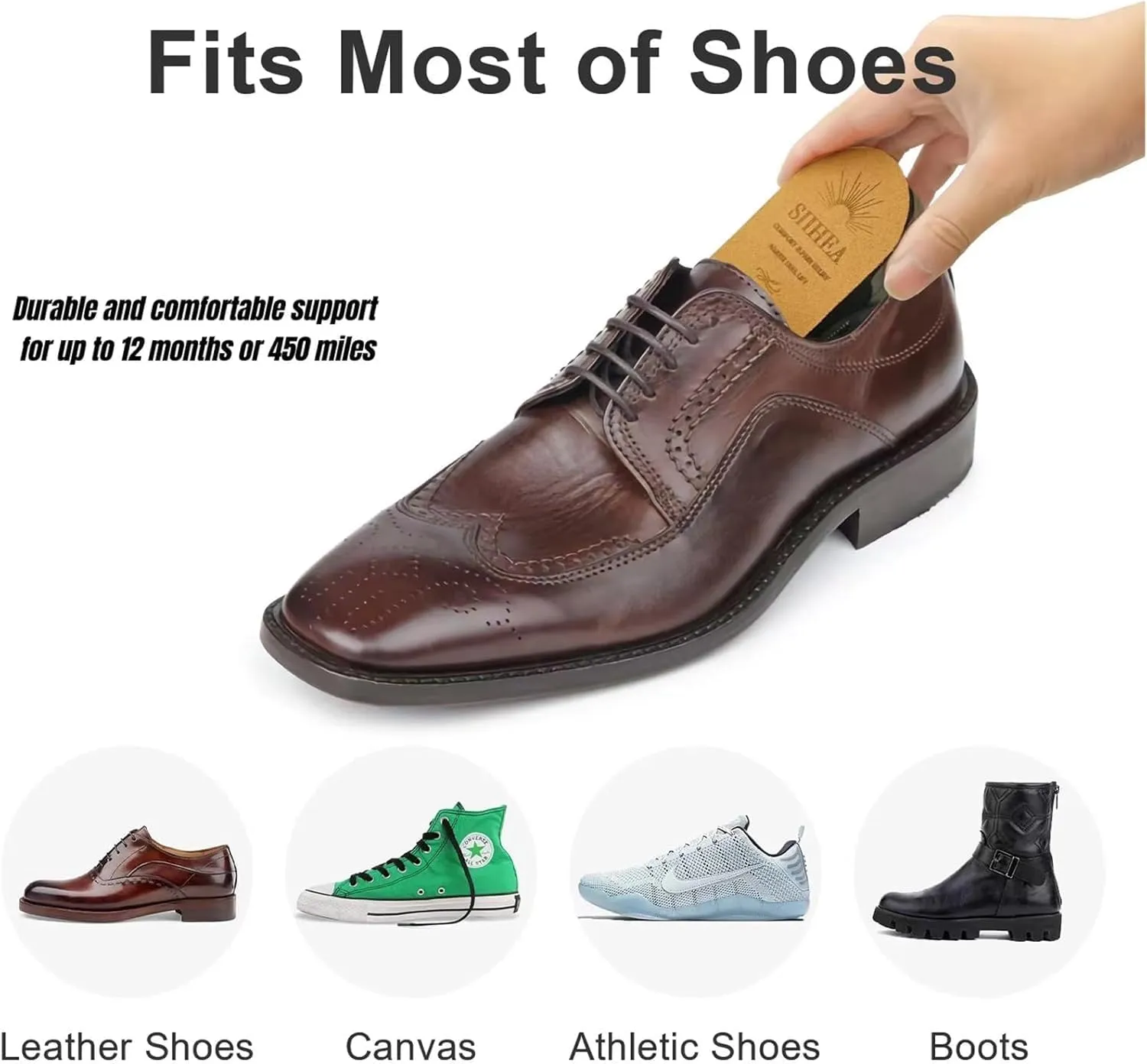 Adjustable Heel Lifts for Shoes, 1/4'' Height Increase Insoles for Achilles Tendonitis, Heel Pain, Leg Length Discrepancy, Plantar Fasciitis, Shoe Lifts Men, Women (Brown, Medium (2 Pairs))