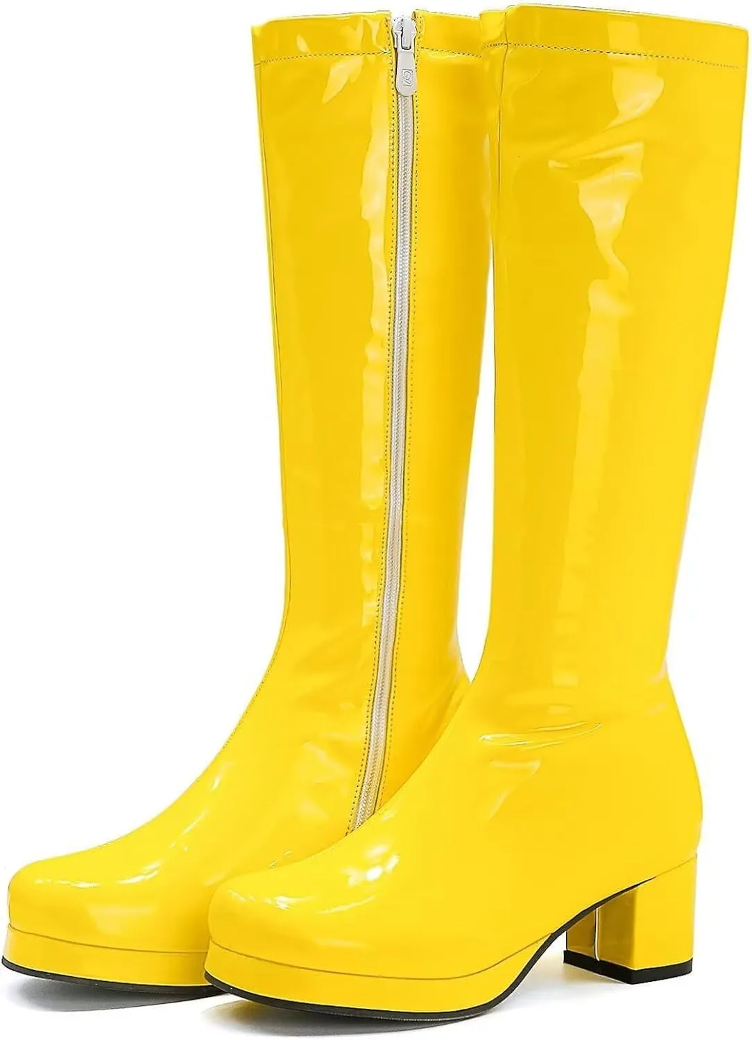 Agodor Women's 70's Gogo Boots Chunky Knee High Platform Boots with Zipper