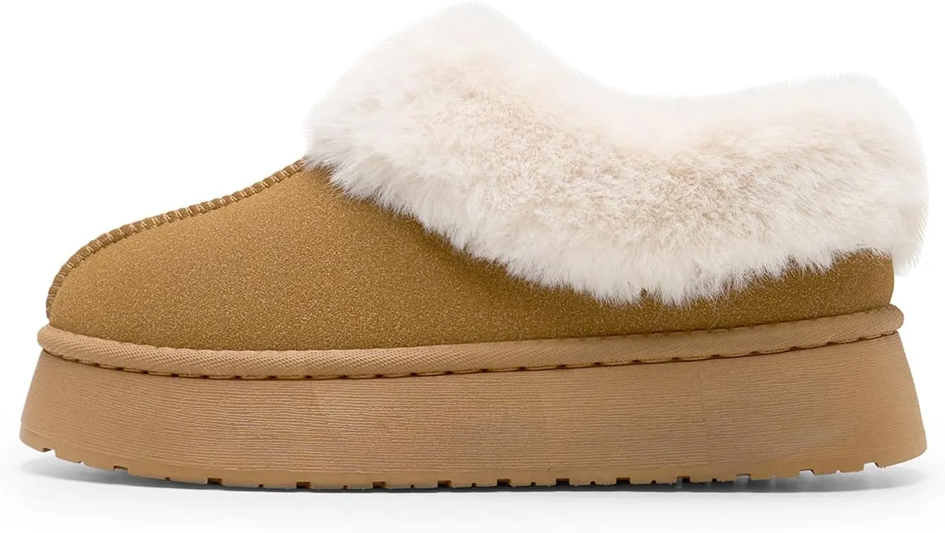 Alexis Leroy Women Memory Foam Bootie Slippers with Fuzzy Plush Lining and Collar Winter Warm Cozy Slipper Boots