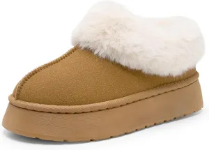 Alexis Leroy Women Memory Foam Bootie Slippers with Fuzzy Plush Lining and Collar Winter Warm Cozy Slipper Boots
