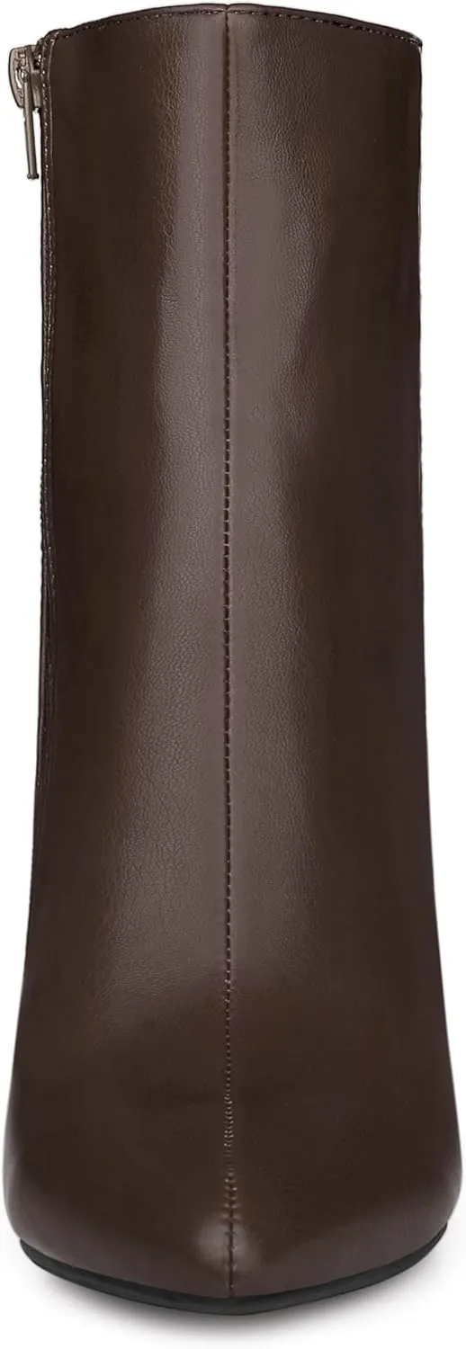Allegra K Women's Chunky Heels Pointed Toe Ankle Boots