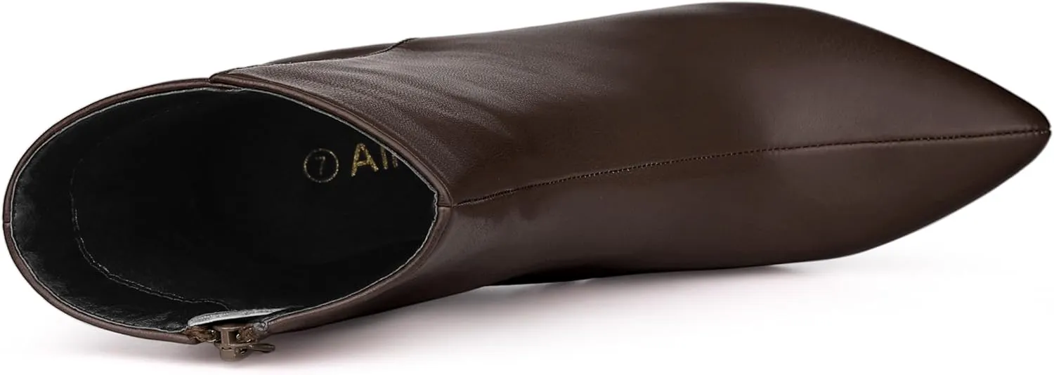 Allegra K Women's Chunky Heels Pointed Toe Ankle Boots