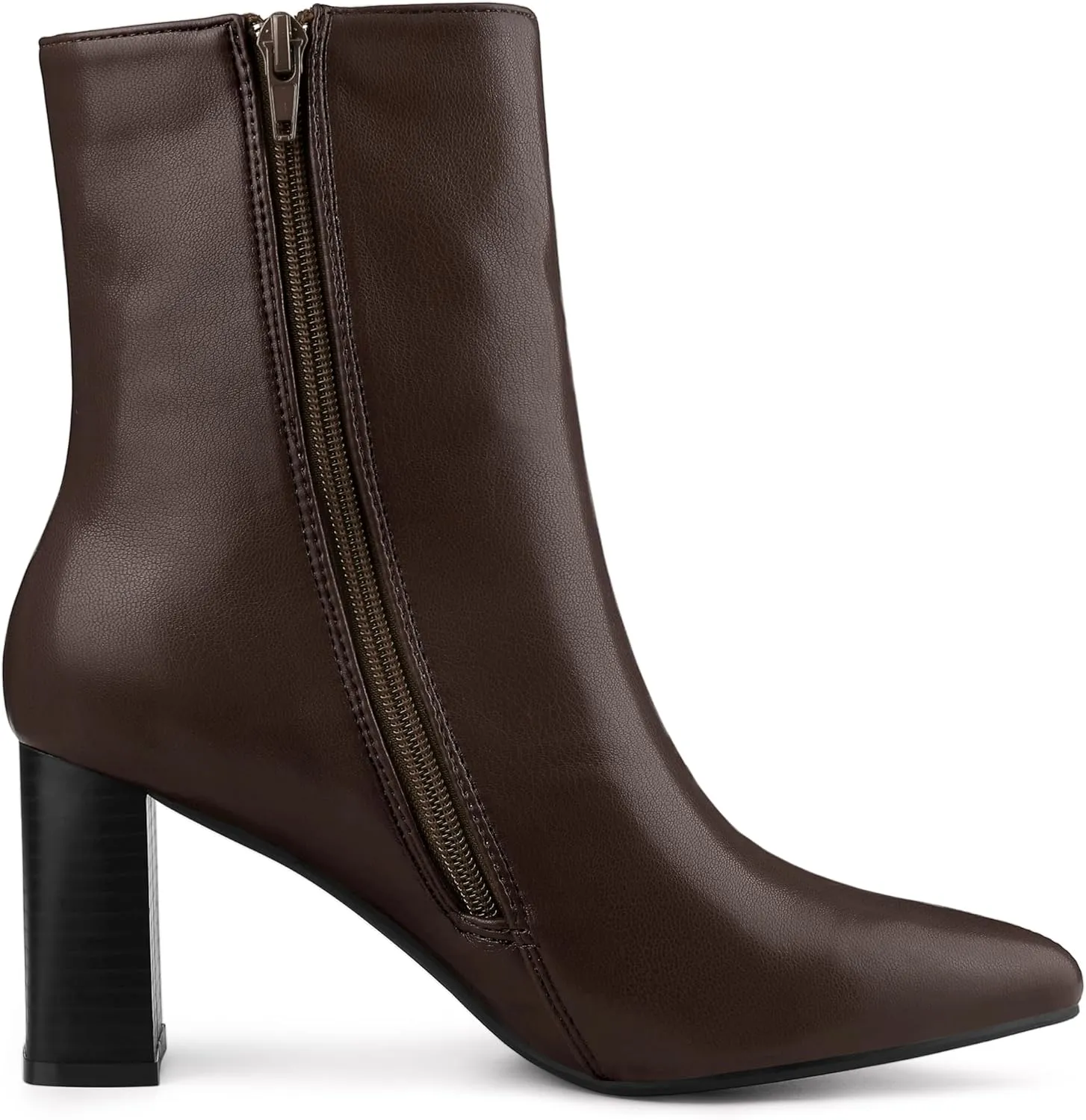 Allegra K Women's Chunky Heels Pointed Toe Ankle Boots