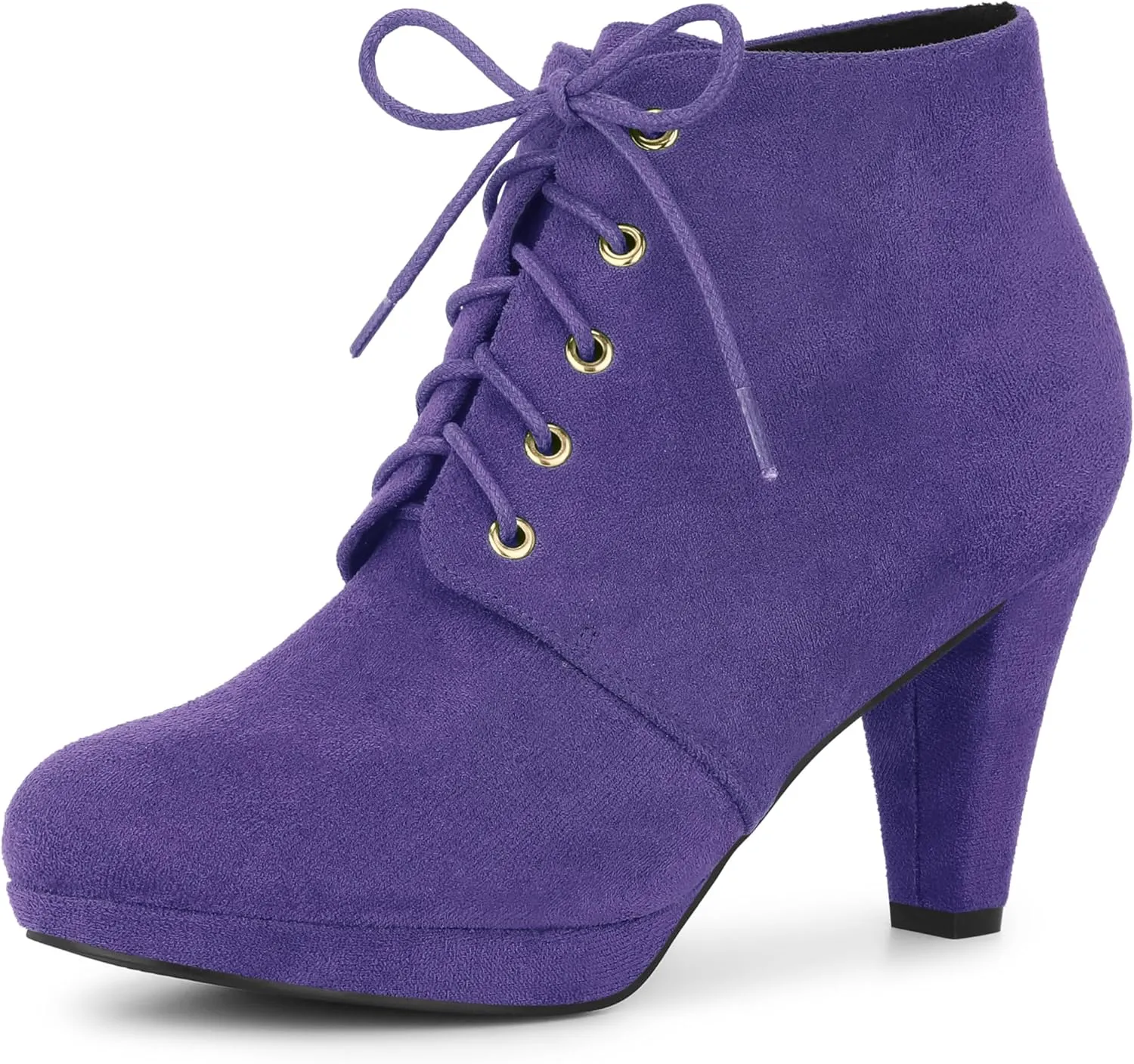 Allegra K Women's Lace Up Platform Block Heels Ankle Boots