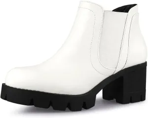 Allegra K Women's Lug Sole Chunky Heel Chelsea Ankle Boots