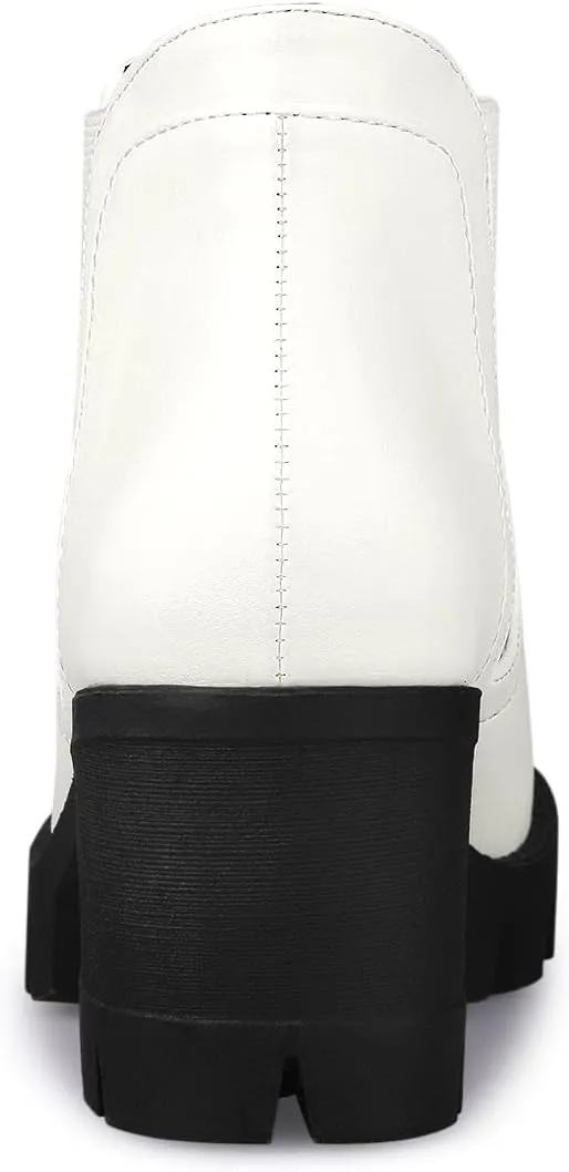 Allegra K Women's Lug Sole Chunky Heel Chelsea Ankle Boots