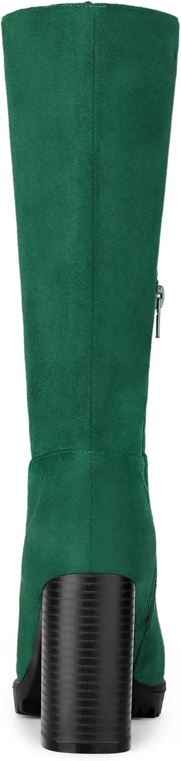 Allegra K Women's Mid Calf Block Heel Boots