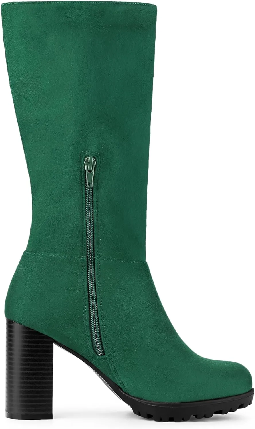 Allegra K Women's Mid Calf Block Heel Boots