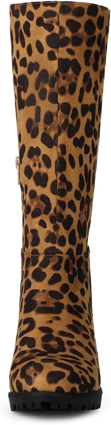 Allegra K Women's Mid Calf Block Heel Boots