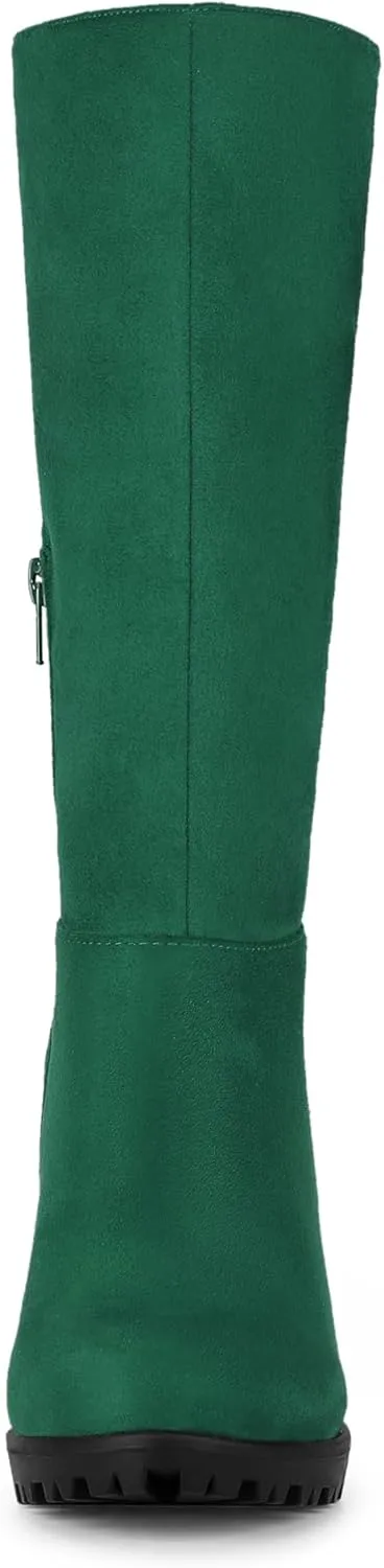 Allegra K Women's Mid Calf Block Heel Boots