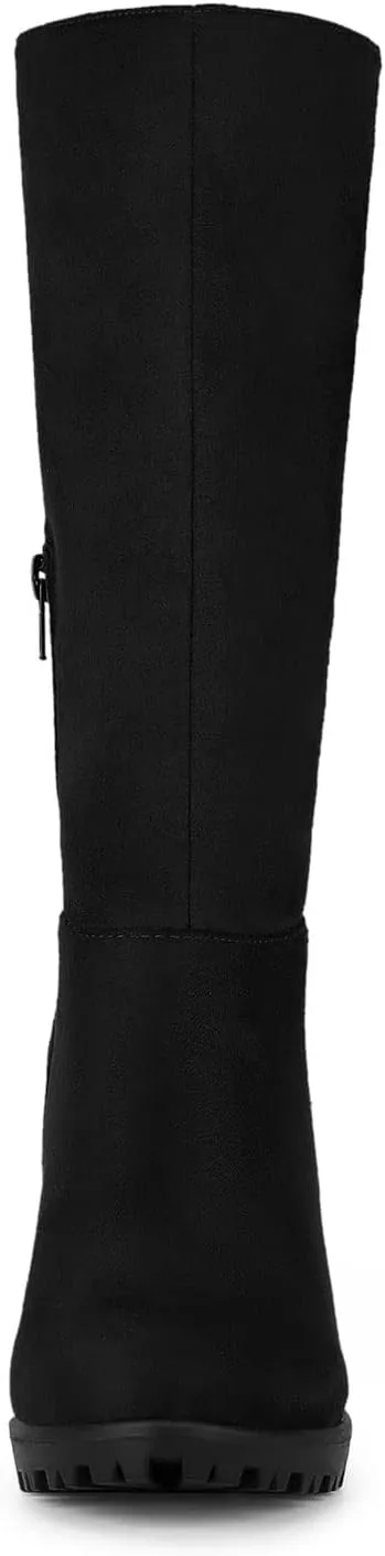 Allegra K Women's Mid Calf Block Heel Boots