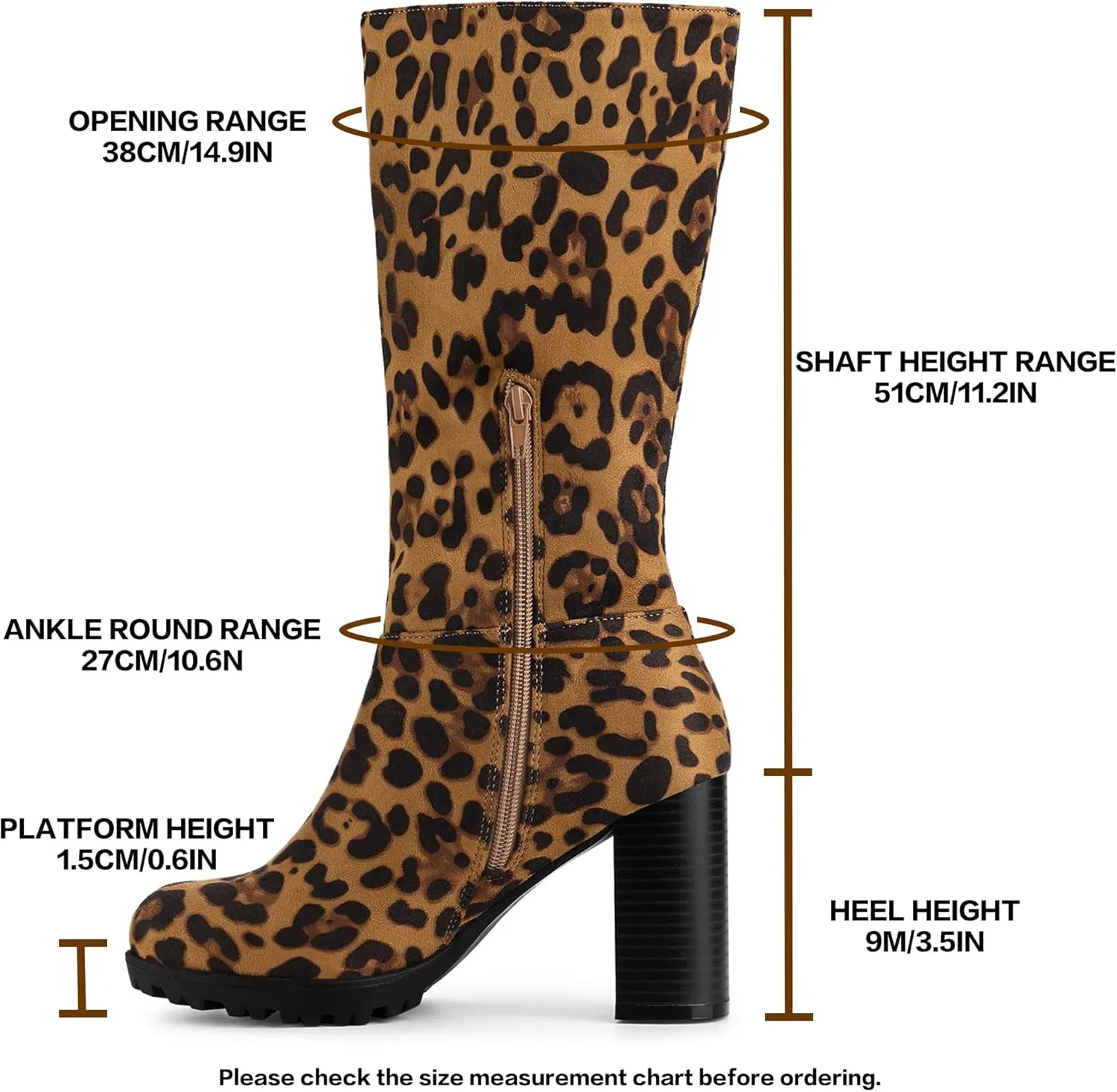 Allegra K Women's Mid Calf Block Heel Boots