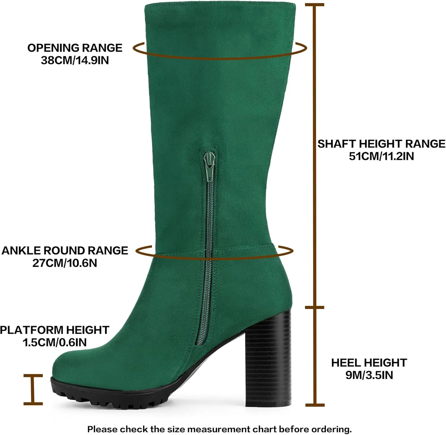 Allegra K Women's Mid Calf Block Heel Boots