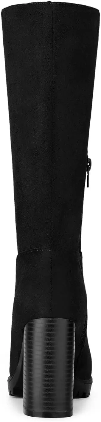 Allegra K Women's Mid Calf Block Heel Boots