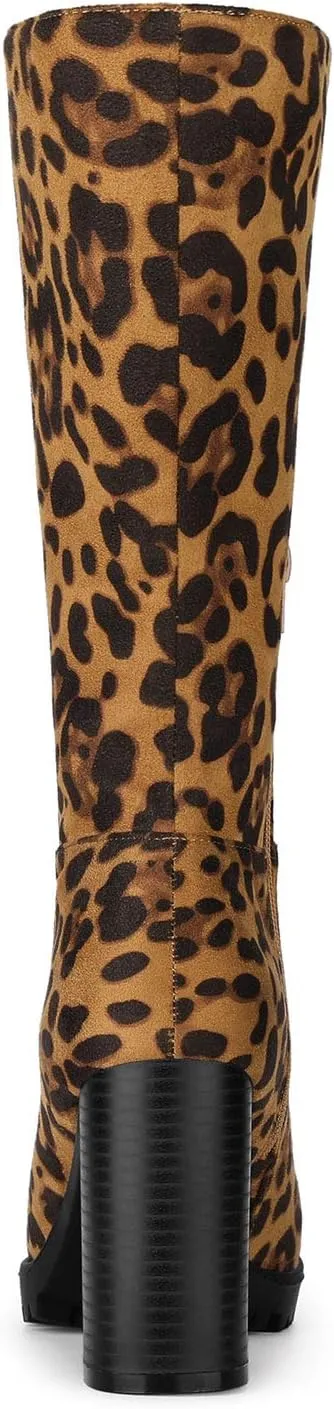 Allegra K Women's Mid Calf Block Heel Boots