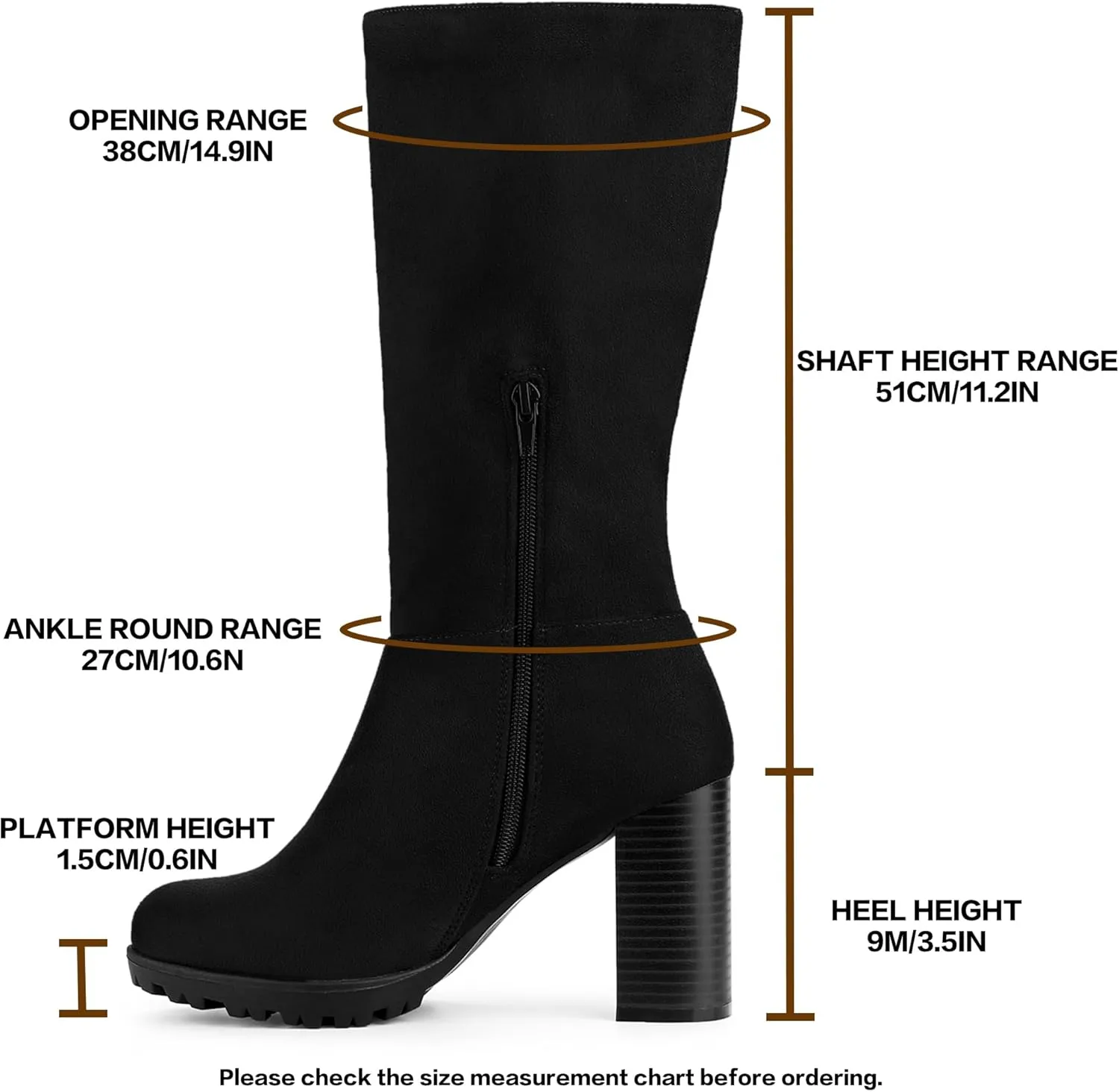 Allegra K Women's Mid Calf Block Heel Boots