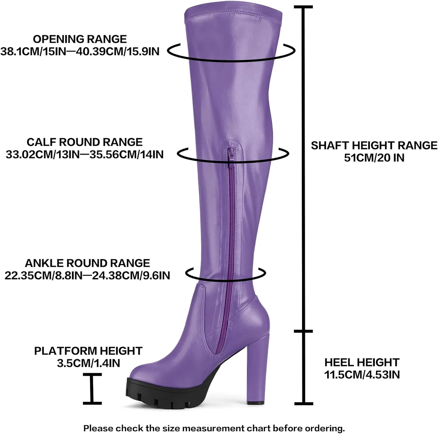 Allegra K Women's Platform Boots Chunky Heel Over Knee High Boots