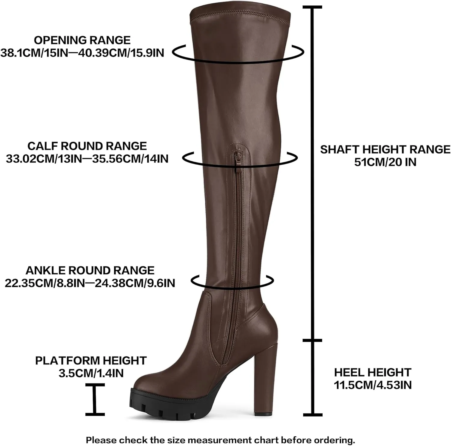 Allegra K Women's Platform Boots Chunky Heel Over Knee High Boots