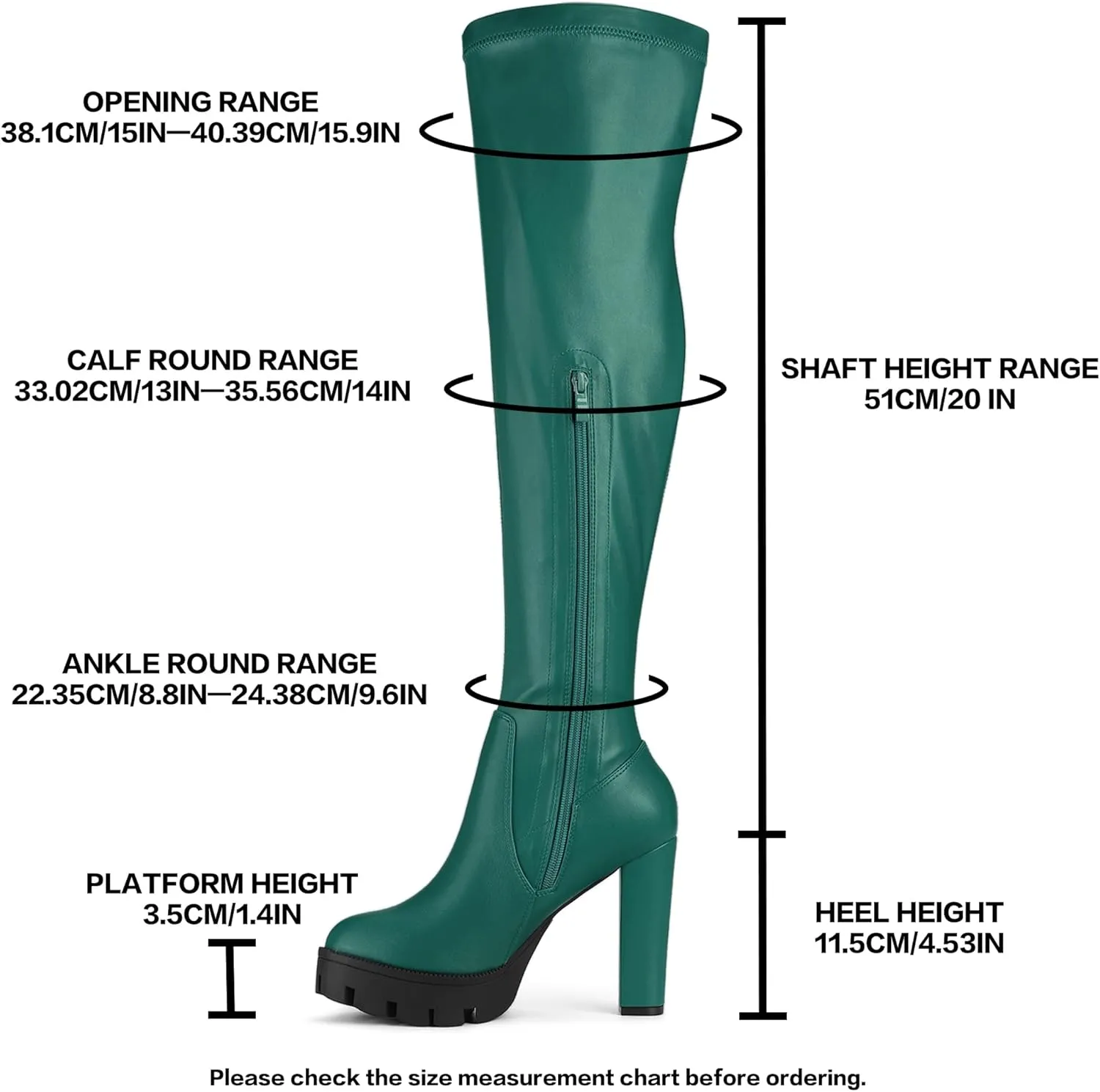 Allegra K Women's Platform Boots Chunky Heel Over Knee High Boots