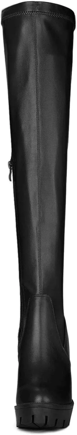 Allegra K Women's Platform Boots Chunky Heel Over Knee High Boots