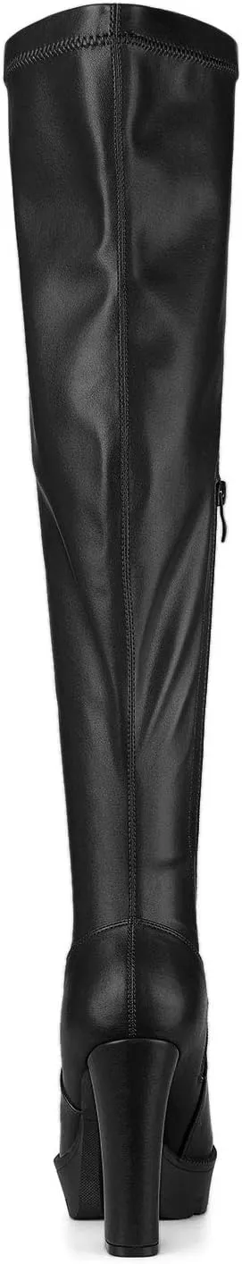 Allegra K Women's Platform Boots Chunky Heel Over Knee High Boots