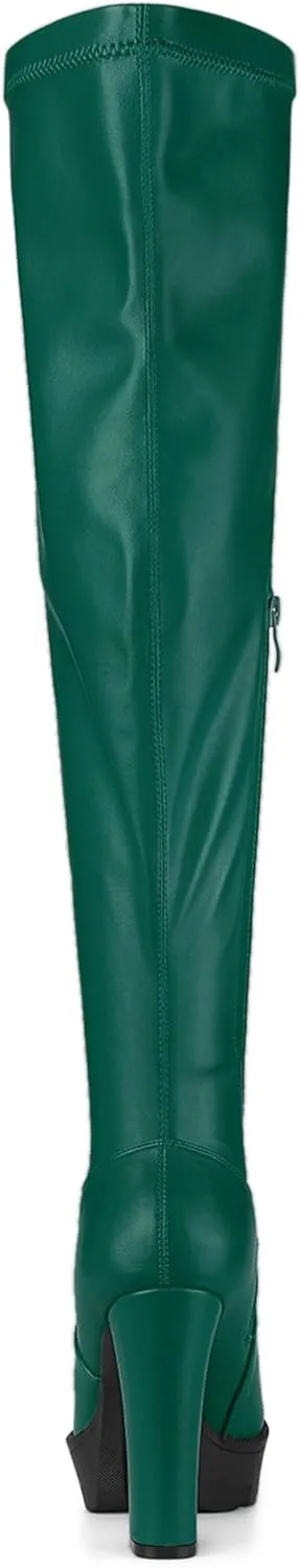 Allegra K Women's Platform Boots Chunky Heel Over Knee High Boots
