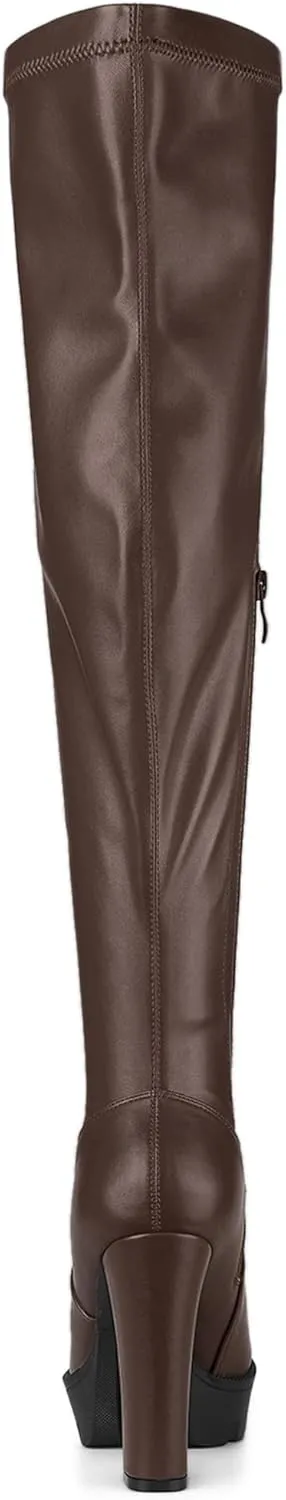 Allegra K Women's Platform Boots Chunky Heel Over Knee High Boots