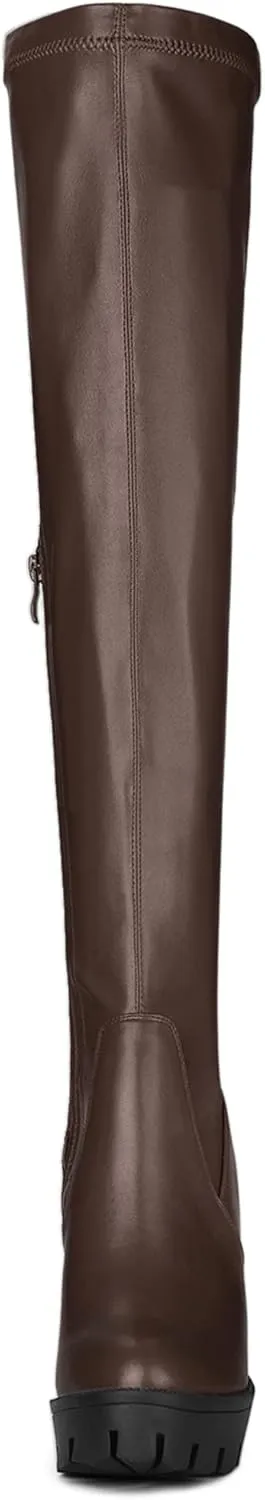 Allegra K Women's Platform Boots Chunky Heel Over Knee High Boots