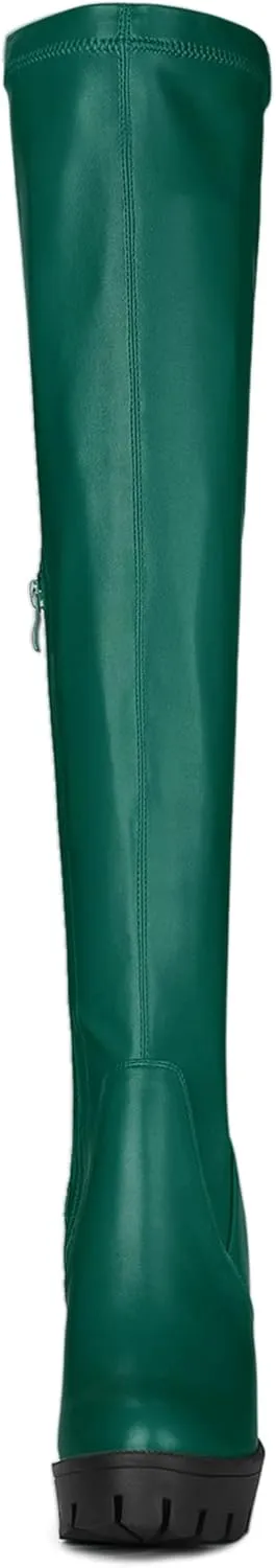 Allegra K Women's Platform Boots Chunky Heel Over Knee High Boots