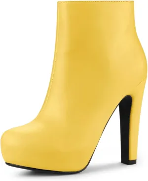 Allegra K Women's Platform Chunky Heel Ankle Boots