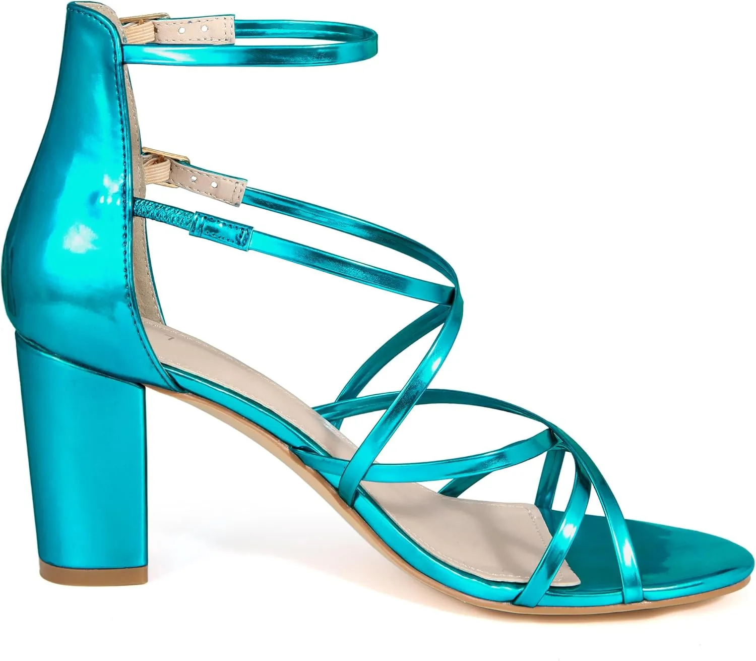 Allegra K Women's Strappy Crisscross Strap Opened Toe Block Heels Sandals