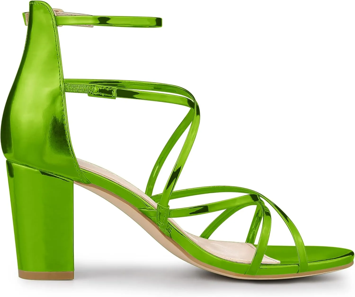 Allegra K Women's Strappy Crisscross Strap Opened Toe Block Heels Sandals