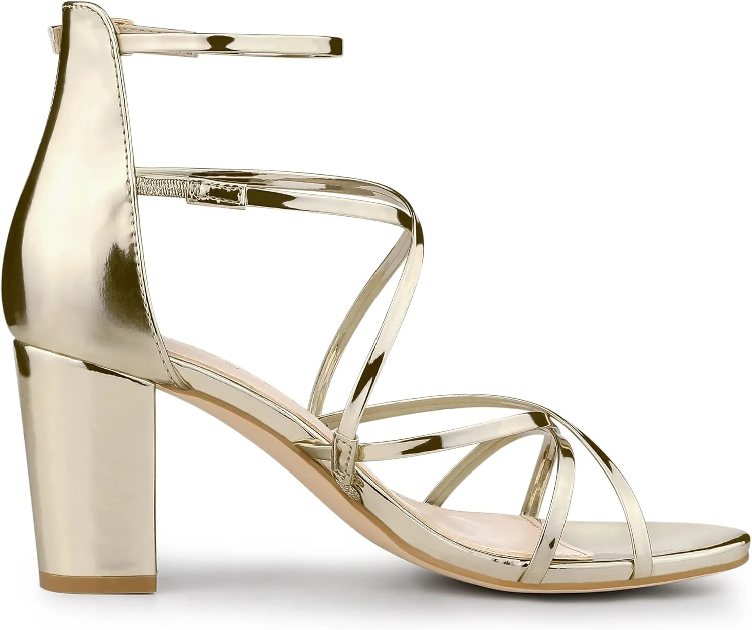 Allegra K Women's Strappy Crisscross Strap Opened Toe Block Heels Sandals