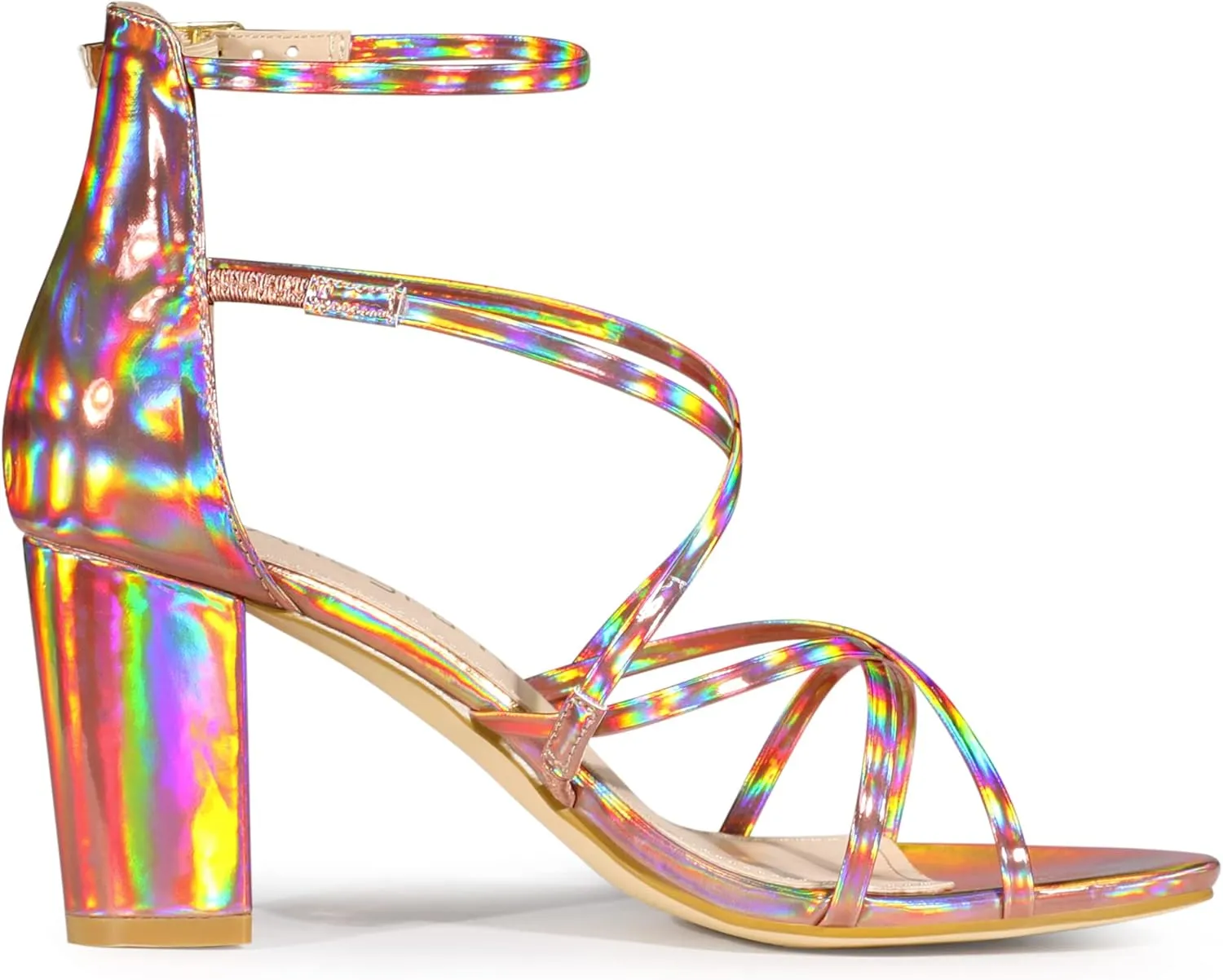 Allegra K Women's Strappy Crisscross Strap Opened Toe Block Heels Sandals