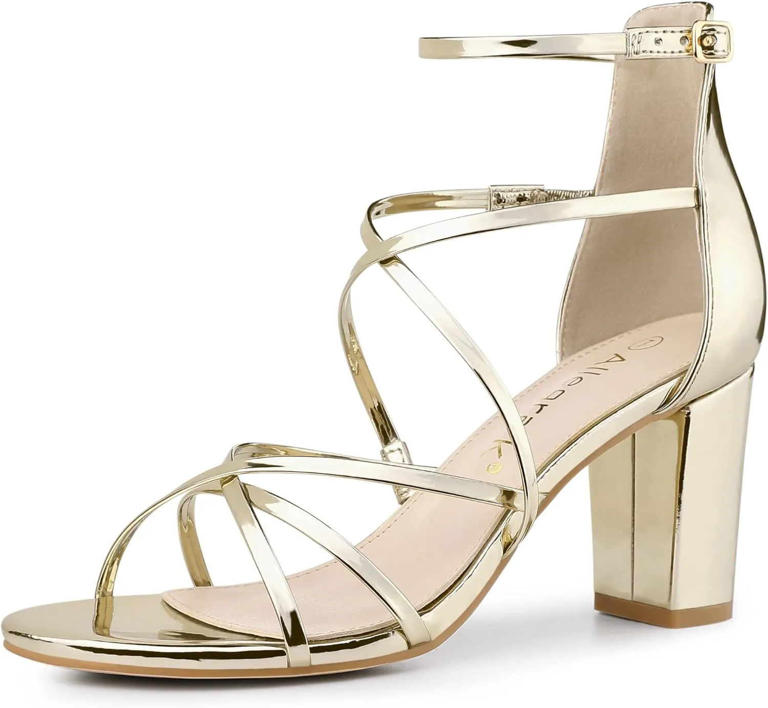Allegra K Women's Strappy Crisscross Strap Opened Toe Block Heels Sandals