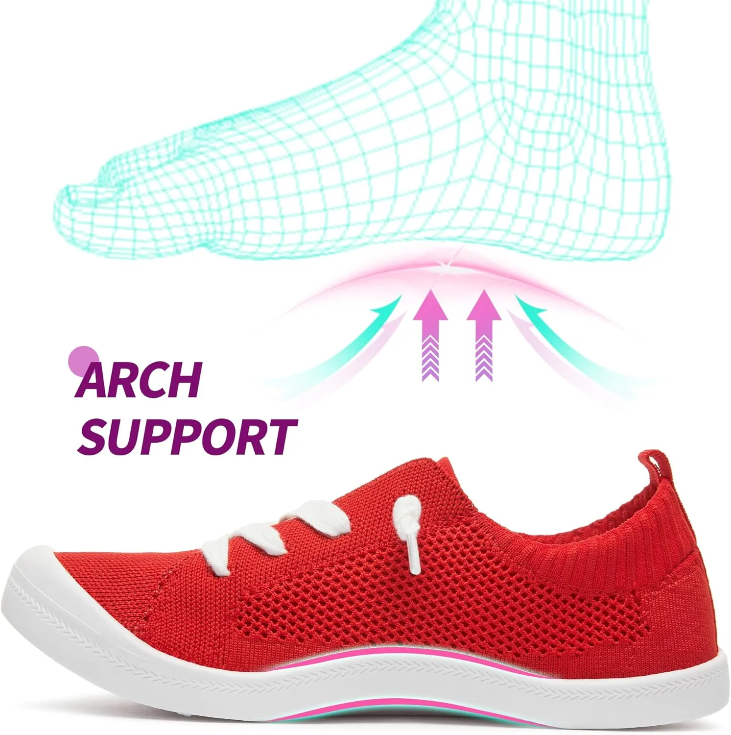 ALTOCIS Women's Knit Slip On Sneakers Ladies Elastic Low Top Flats Lightweight Breathe Mesh Fashion Sneakers Cute Flying Woven Loafers