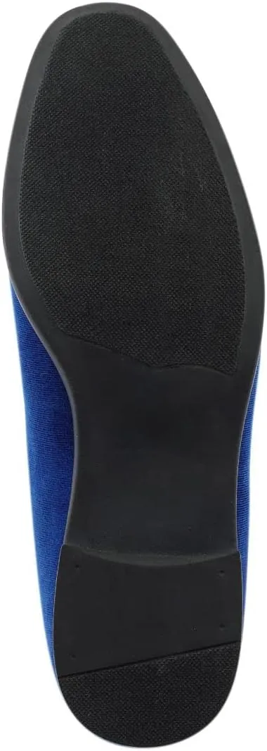 Amali Velvet Slip-On Dress Loafers for Men with Lion Head Piece, Men's Formal Smoking Tuxedo Slippers, Loafer Shoes with Metal Chain Detail
