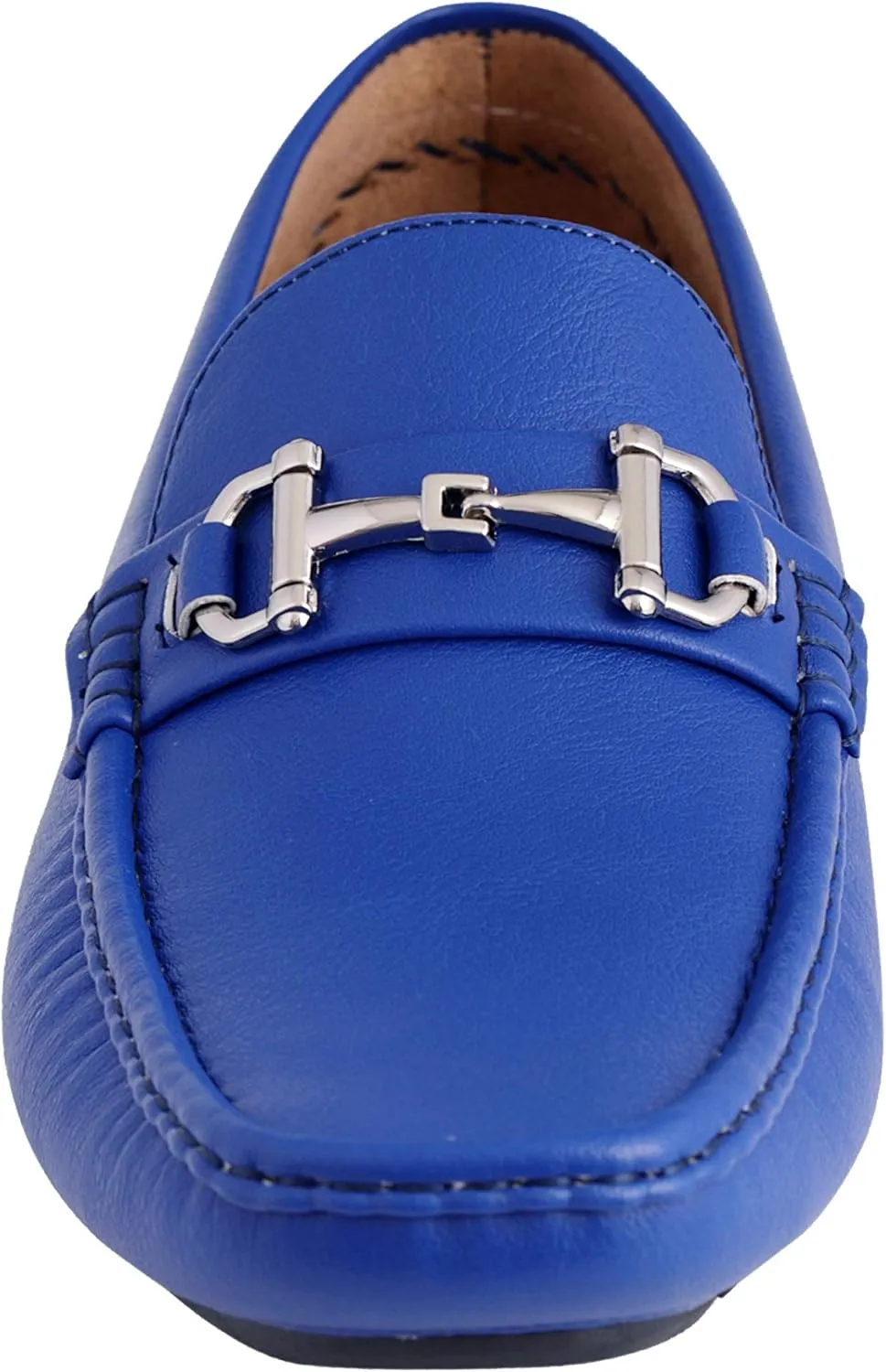 Amali Walken Men's Casual Slip-On Loafers, Driving Moccasin Shoes for Men with Silver Buckle, Available in Plush Microfiber and PU Leather