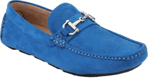 Amali Walken Men's Casual Slip-On Loafers, Driving Moccasin Shoes for Men with Silver Buckle, Available in Plush Microfiber and PU Leather