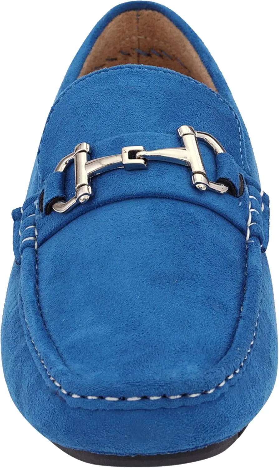 Amali Walken Men's Casual Slip-On Loafers, Driving Moccasin Shoes for Men with Silver Buckle, Available in Plush Microfiber and PU Leather