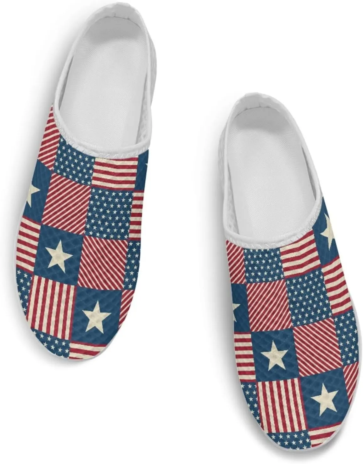 American Flag Print Mule Tennis Shoes for Women Classic Flats Shoes White EVA Sole Casual Sneaker Garden Clogs