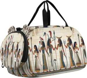 Ancient Egypt Youth Sports & Travel Duffle Bag with Shoe Compartment,Waterproof Gym Bag for Girls and Boys (Overnight Essentials Organizer)