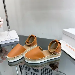 AND ESPADRILLES SANDAL SEE Outstanding support CHLOÉ WOVEN COPPER Timely BY CALFSKIN RAFFIA IN BROWN