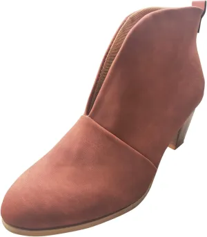 Ankle Boots for Women Front Deep V Cut Out Short Shoes Slip On Lightweight Comfort Non-Slip Chunky Stacked Heel Booties