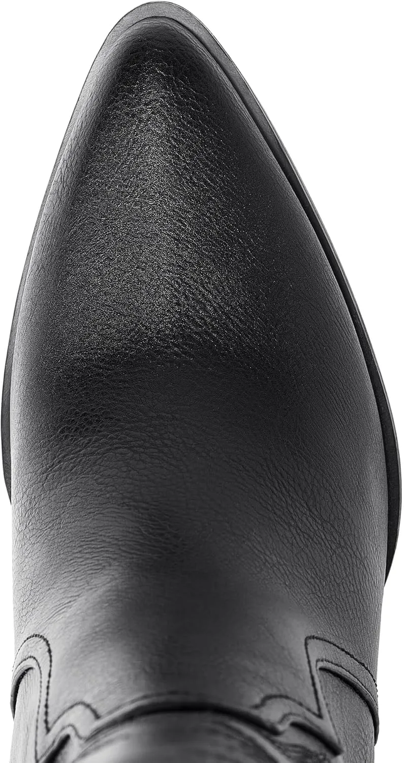 Arromic Cowboy Boots for Women Comfortable Womens Embroidered Western Cowgirl Knee High Boots Pointed Toe Zipper Chunky Heel Country Outfit Retro Tall Boots
