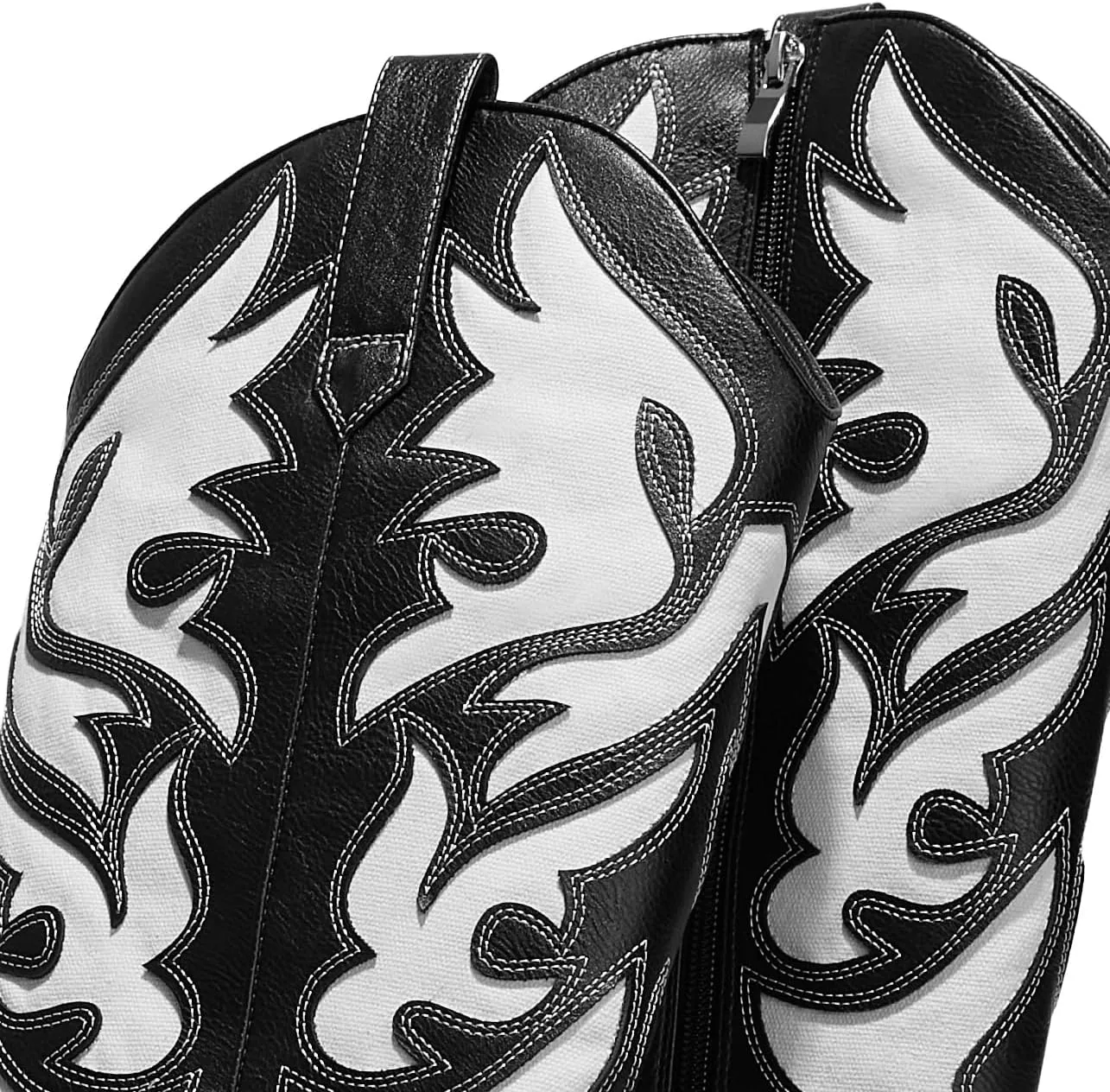 Arromic Cowboy Boots for Women Comfortable Womens Embroidered Western Cowgirl Knee High Boots Pointed Toe Zipper Chunky Heel Country Outfit Retro Tall Boots