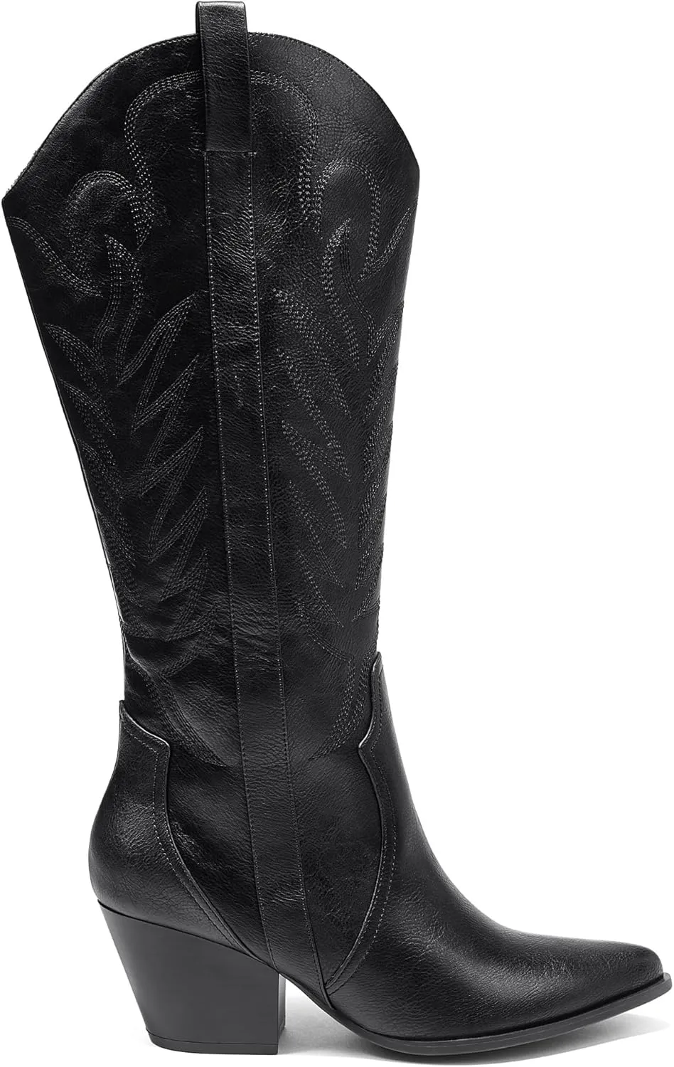 Arromic Cowboy Boots for Women Comfortable Womens Embroidered Western Cowgirl Knee High Boots Pointed Toe Zipper Chunky Heel Country Outfit Retro Tall Boots