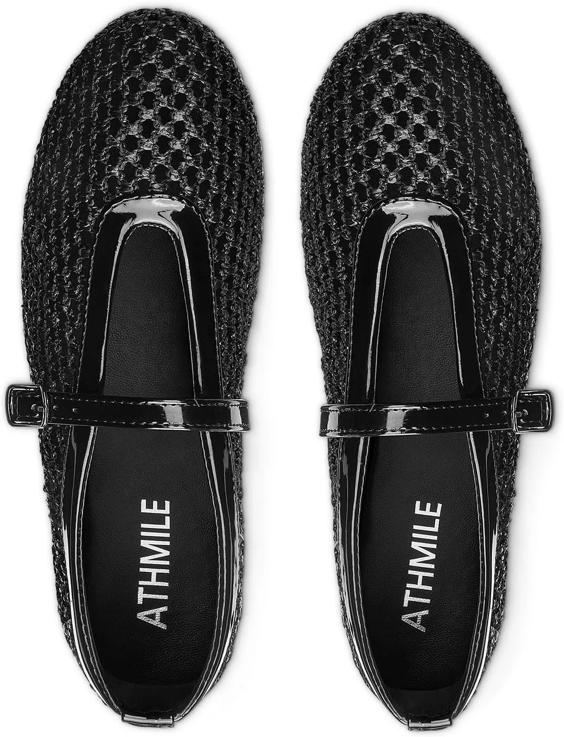 ATHMILE Mesh Ballet Flats for Women Buckle Strap Flat Heel Ballerina Shoes Summer Dress Sandals